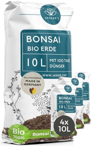 JASKER'S Bonsai Erde Indoor 40 L - Bonsaierde mit 100 Tage Startdünger - Ficus Erde & Bonsaierde Indoor - Ideal zum Umtopfen von Ficus Ginseng & Bonsai - Bonsaisubstrat - Bonsaierde Outdoor