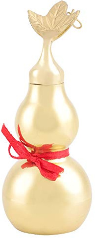Leopacat Brass Gourd Decorations, Shui Feng Decorative Products Gold Wu Lou Figurine Good Luck Wealth Peaceful Home Decoration Collectible Statue Charm Amulet Hu Lu and Treasure for Housewarming