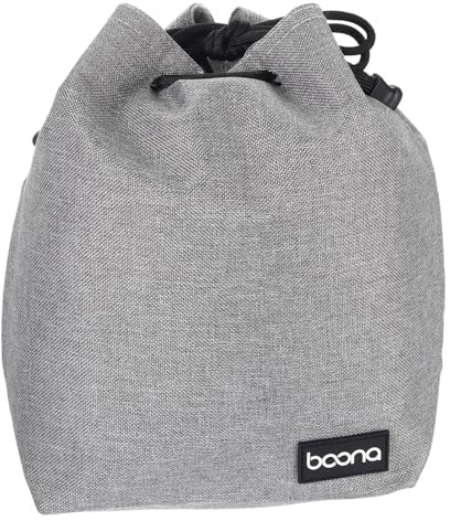 PATIKIL Mjukt dragsnöre linsfodral, linspåse väska med bomullsplatta 17 cm x 12 cm tjock fleecetyg kameralinsväska för SLR-objektiv vattenkoppar, grå, Grå