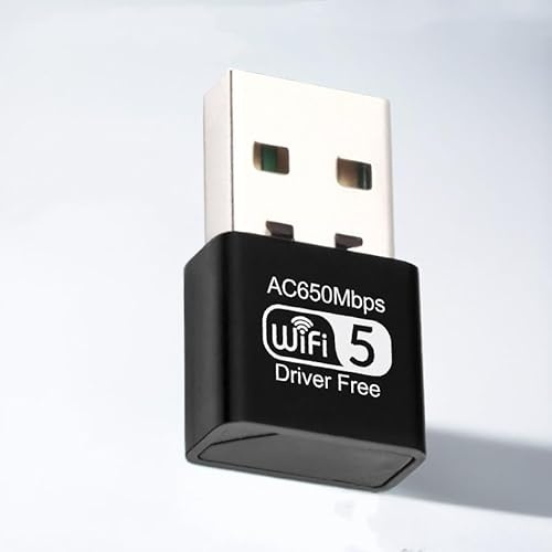 USB WLAN-sticka, AC 650 Mbit/s WLAN DualBand (433 Mbps 5 GHz/200 Mbps 2,4 GHz) med inbyggd drivrutin, USB WiFi-adapter för PC/stationär /bärbar dator Windows XP/7/8/10/11