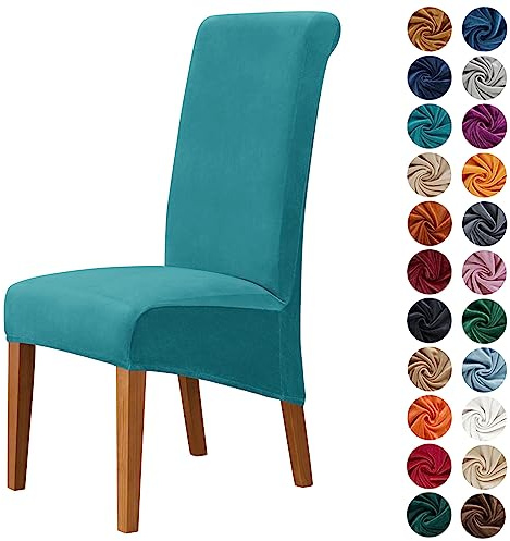 Morbuy Stuhlhussen 2/4/6er Set, Samt Hohen Zurück Stühle Stuhlbezug Für Esszimmer, Stretch Abnehmbare Waschbar Stuhlbezug, Für Hotel Bankett Küche Restaurant Hochzeit Party (2pc,Türkis)