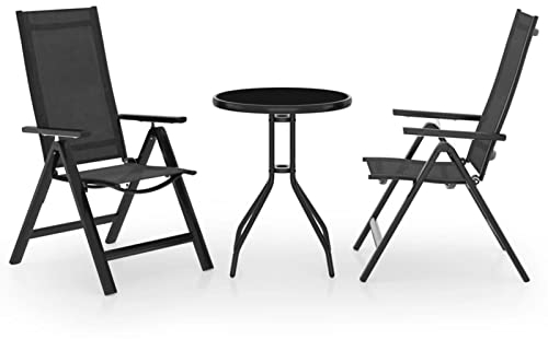 SFNIOKFG 5-teiliges Bistro-Set in Schwarz und Anthrazit, Bistrotisch und Stühle für Balkon, Terrasse und Hinterhof, Gartenmöbel für den Außenbereich, Terrassen-Bistro-Set