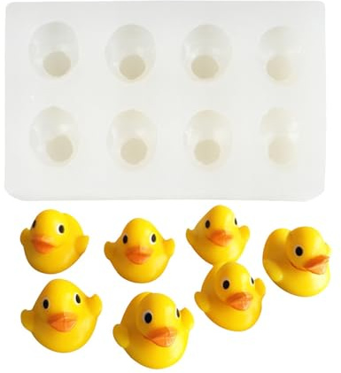 Xidmold 8-Cavity Mini Duck Fondant Mould Chocolate Candy Mold 3D Duck Silicone Mould for Epoxy Resin, Soap, Bath Bomb, Polymer Clay, Crayon Melt, DIY Crafts