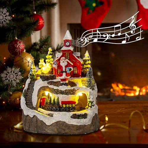 Yallmie Weihnachtsdorf Mit Beleuchtung, 13,5cm Weihnachtsstadt Beleuchtet Weihnachtsdeko Led HäUser Weihnachtsdorf Mit Beleuchtung Und Musik Weihnachtsstadt