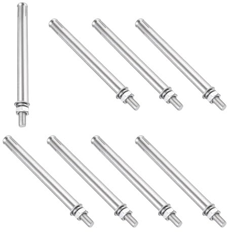 PATIKIL M8 x 150mm Expansionsbolzen, 8 Stück 304 Edelstahl-Expansionschraubenbolzen Ärmelverankerungsbefestiger für Wand Betonziegelwand Trockenbau Klimaanlage, Silber