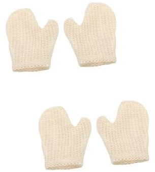 4 Stück Badehandschuhe aus Sisal Reinigungshandschuhe peeling handschuh handschuhe putzen skin clean Duschtuch Peeling-Duschhandschuh Badetücher Körperwäscher Peelingbürste Weiß HAPINARY