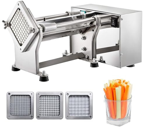 Naturalpowev Electric French Fry Cutter, Potato Cutter Stainless Steel with 6mm 9mm 13mm Blade, French Fries Cutter for Potatoes Carrots Cucumbers