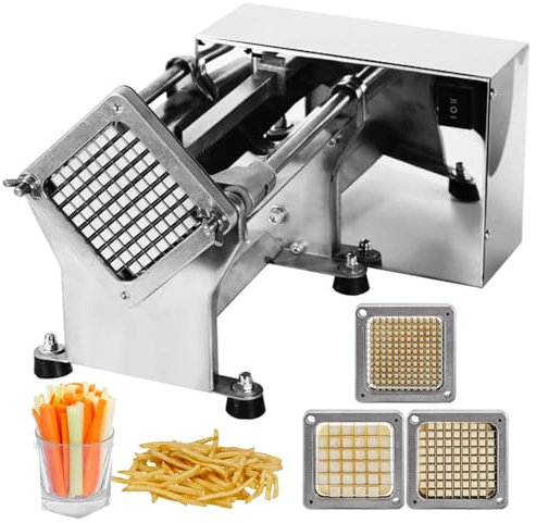 Naturalpowev Coupe-Frites, Coupe-Pommes de Terre électrique avec 3 Types de Lames, Coupe-Pommes de Terre Automatique en Acier Inoxydable, Hachoir à légumes électrique pour Pommes de Terre, Carottes