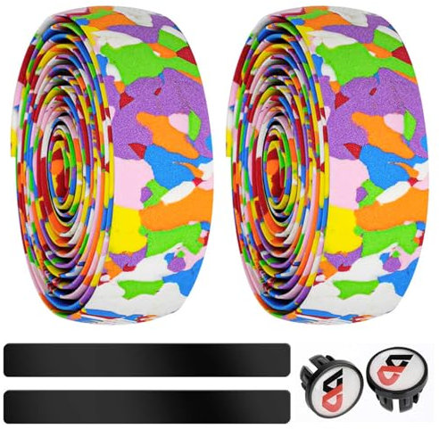 Shinsilur 2Pcs Bike Handlebar Tape Self Adhesive EVA Touring Bicycle Handlebar Cycling Bicycle Handle Wraps Road Bike Bar Tape for Road Bike .Multicolored.