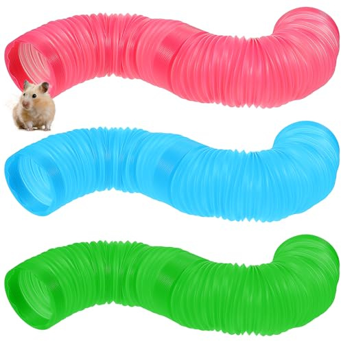 3 Packs Pet Fun Tunnels, Small Animal Tunnel, Foldable Plastic Hamster Tunnel, Tube Pets Hideaway, Pet Mouse Training Hideout Tunnels for Guinea Pigs, Chinchillas, Rats, Ferrets, Dwarf Rabbits