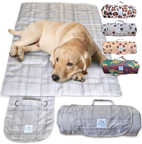 Cuddle Corner Hundematte – wasserdichte Reise- & Siedlungsmatte, 100 × 70 cm, rutschfest, faltbar, waschbar, Oxford-Gewebe mit Tragegriff, tragbares Hundebett für Zuhause, Kiste, Auto & Camping