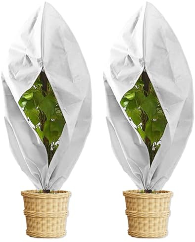 DKDDSSS 2 Pezzi Cappuccio Protezione Piante, 120 x 80 cm Telo per Piante Inverno Antigelo, Protezione Invernale per Piante, Copertura Protettiva per Piante con Cerniera e Coulisse