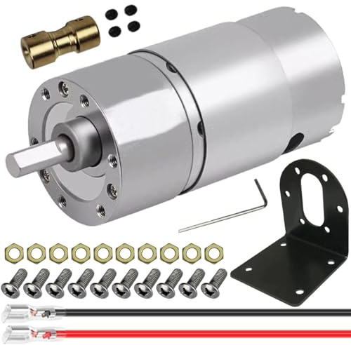 JYUDAUFU DC 12V 600RPM Getriebe-Mikromotor mit hohem Drehmoment Elektrisches Untersetzungsgetriebe Zentrischer Ausgang Getriebemotor für DIY mit Halterung, Federdraht, Kupplung