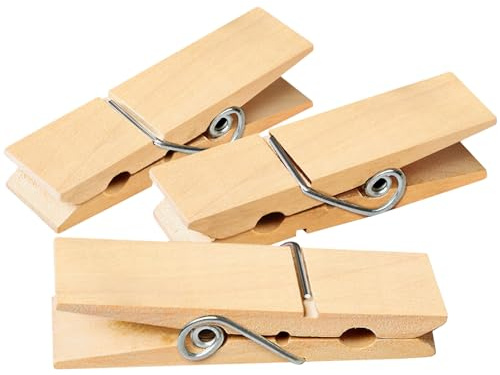 Clothes Pins Wooden Clothespins, 60 PCS Sturdy and Heavy Duty Natural Wood Clips for Hanging Clothes Photo Pictures Crafts Small Classroom Decorative Cheer Pins Jumbo Laundry Pegs