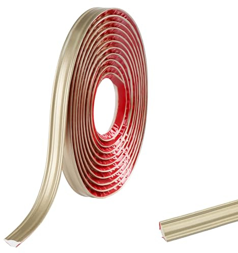 Bande de finition autocollante en PVC - 5 m - Pour plans de travail de cuisine, coins, carrelage, profilés de finition - Joints d'angle - 19 mm x 10 mm - Or champagne