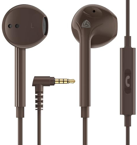 LUDOS Zenith Écouteurs, Garantie 2 Ans, Écouteur Intra-Auriculaires Filaires, Casque avec Microphone, Compatible avec Tablettes et Ordinateurs Portables Samsung, Huawei, iPhone, MP3 Players - Marron