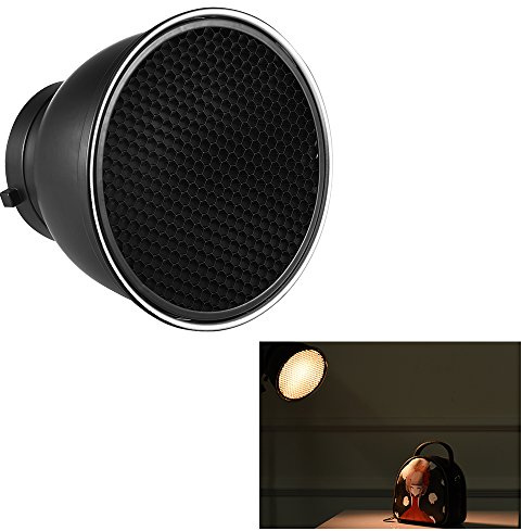 Horett 7 Inch Standard Reflector Diffuser Lamp Shade Dish with 60° Honeycomb Grid for Bowens Mount Studio Strobe Flash Light