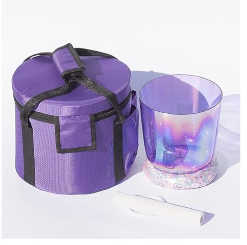 UZAMIRLEX Ciotole per Il Canto in Cristallo di Qua 42 Hz, Chiaro for la guarigione del Suono e la Meditazione, Preghiera, Yoga, riduzione dello Stress, con Custodia for Il Trasporto(7 inch C)