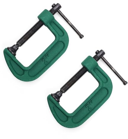 HASLED 2 Sargentos en C 50 mm | Mordazas de Acero para Madera y Taller | Fijación Rápida 0-50 mm - Verde