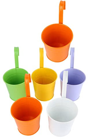 TOYANDONA 6 Pezzi Secchielli Appesi Metallo per Fioriere da Balcone e Vasi Decorativi Drenaggio per Piante per Ed Esterni
