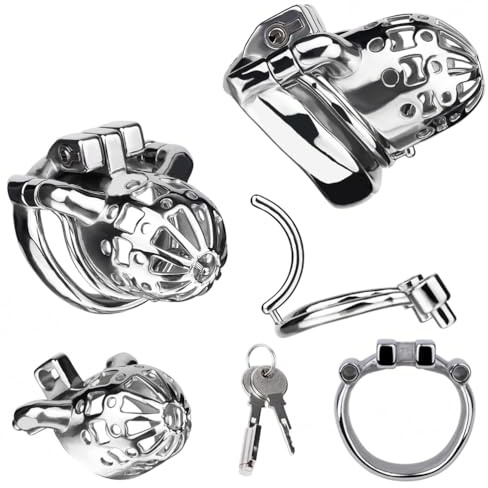 Tplkxurib Edelstahl 3D Peniskäfig 4 Größen Atmungsaktiver Keuschheitskäfig Metall Keuschheitsgürtel Super Glatt Chasity Cock Cage SM Extrem Fetisch Penis Bondage Sex Toys Für Männer,Silber,45mm