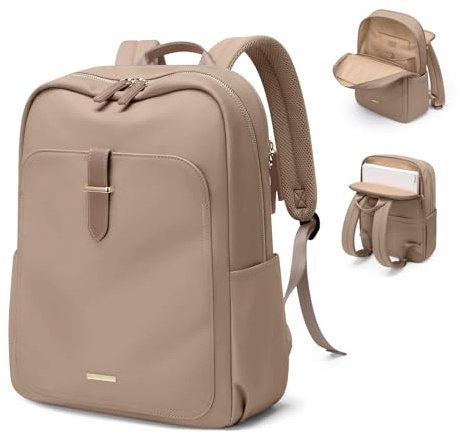 GOLF QUALITY Zaino per computer portatile da donna, casual, lavoro, lavoro, borsa da viaggio, A-marrone., 14 Inch