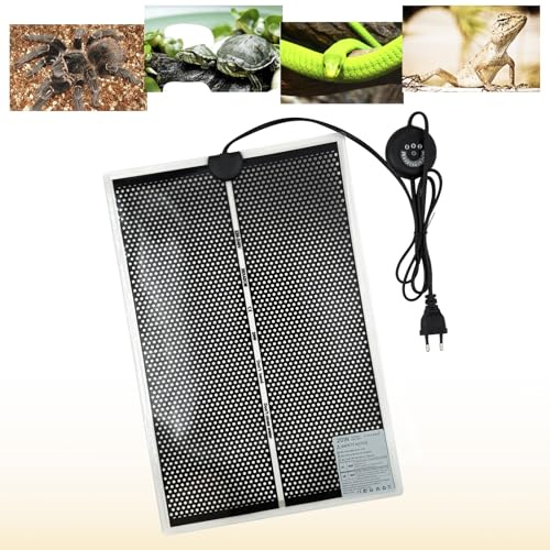FIPASEN Coussin Chauffant Terrarium, Tapis Chauffant Reptile Réglable avec 7 Boutons de Réglage de la Température pour Tortue Serpents Lézards Geckos Araignées, Chauffage pour Reptiles (20W: 42x28CM)