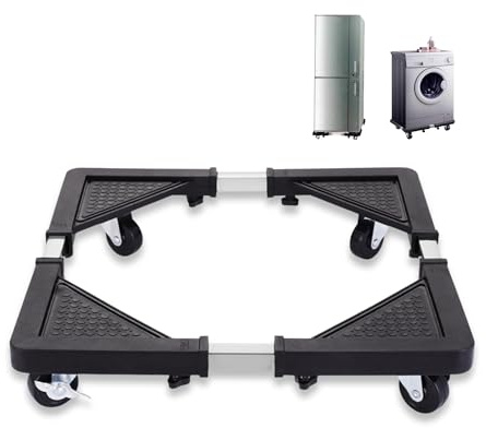 Base Réglable Réfrigérateur et Machine à Laver 65-80 cm avec 4 Roues | Support Électroménager, Réduction du Bruit Antichoc, Charge Maximale 138 kg