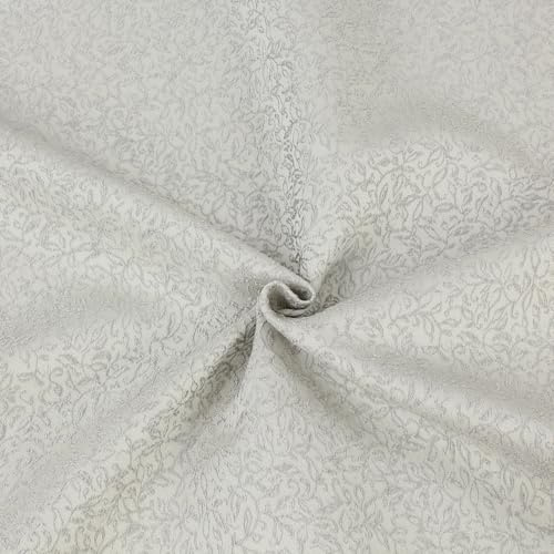 Jacquard Stoff Meterware Hellgrau – Dekostoff Blumenmuster 140 cm breit – Polyester Viskose, pflegeleicht & elegant – Made in Germany