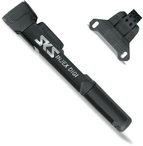 SKS GERMANY INJEX DIGI Fahrradpumpe (Digitales Manometer, zuschaltbare Teleskop-Funktion, 2-Komponentengriff mit texturierter Oberfläche, MV Easy Ventilkopf, Made in Germany)