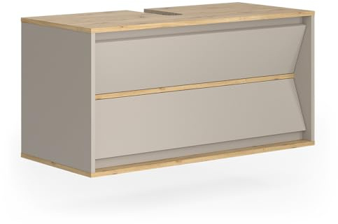 Vicco Mueble bajo Lavabo Edelin, Cachemira, 100 x 50 cm con 2 cajones, para Montaje en Pared y Apto para sifones estándar