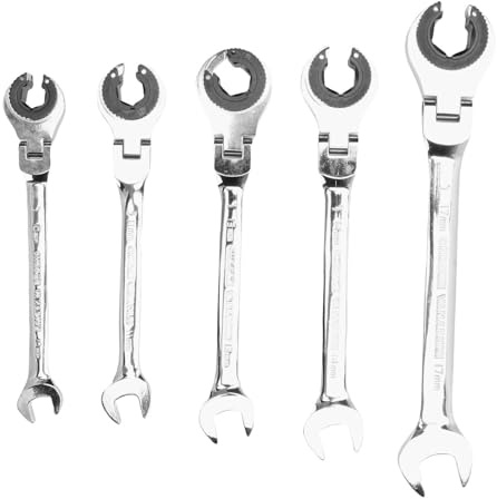 DriKou Set di 5 chiavi a cricchetto, chiavi aperte a doppia estremità per linea freno aria condizionata 10mm 11mm 13mm 14mm 17mm