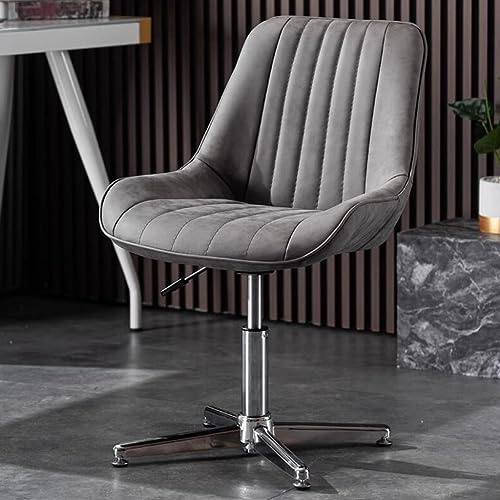 Modern armlös ergonomisk kontorsstol med PU-läderstoppning och snurrbas, bekväm arbetsstol för hem och kontor
