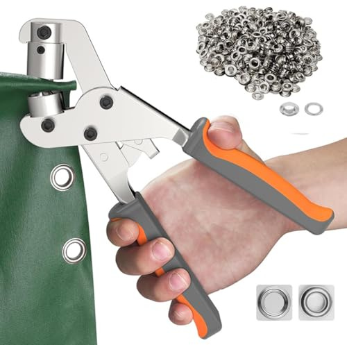 10mm&3/8 Inch Handheld Rope Ring Punching Pliers Set -500 Piece Rope Ring Hole Installation Tool | Handheld Punching Pliers Suitable for Belts, Leather, Fabrics, Waterproof Cloth, Rubber