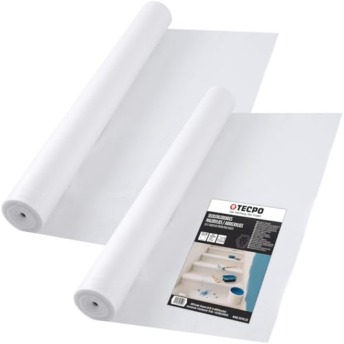 TECPO 2x Abdeckvlies Malervlies 25m Schutzvlies 120g/m² Anti-Rutsch Vlies-Rolle selbstklebend Bodenschutz Treppenvlies