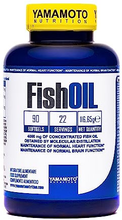 Yamamoto Nutrition, Fish Oil, Destilación Molecular de Aceite de Pescado, 90 Cápsulas Blandas, Suplemento Alimenticio con Omega 3 EPA y DHA de Aceite de Pescado, Sin Gluten ni Lactosa, 116,5 g