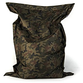 BuBiBag Sitzsack 150x100cm ca.340L mit Füllung Sitzkissen Rechteck Bodenkissen Kissen Sessel BeanBag (Camouflage)