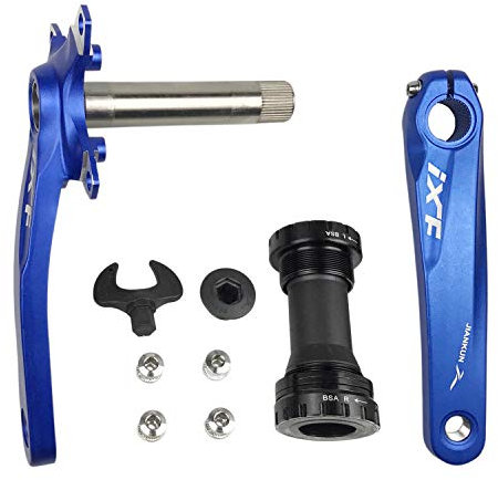 BNVB Bike Crank Arm Set， 170mm 104 BCD Mountain Bike Crank Set with Bottom Bracket Crank and Chainring Bolts for MTB BMX Road Bicyle, Compatible with Shimano, FSA, Gaint (Black/Red/Silver) (Blue)