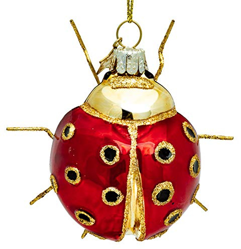 SIKORA Marienkäfer besondere Weihnachtskugel Glas Christbaumschmuck Deko Figur Weihnachten Anhänger Ornament - Trend Line - BS494