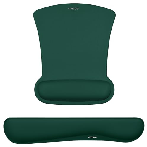 MOSISO Repose-Poignets pour Tapis de Souris & Clavier,Tapis de Souris Ergonomique Base Antidérapante Home/Office,Pain Relief & Easy Typing,Cushion avec Neoprene & Raised Memory Foam,Vert Paon