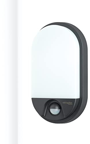 Oktaplex lighting Lampada LED Esterno con Sensore Movimento Bianco Caldo 10W Lampada da Parete IP54 Applique per Interni ed Esterni Lumi Motion
