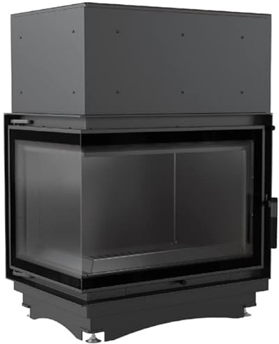 KRATKI Wasserführender Kamineinsatz ZUZIA 12kW Eck Links Ø200 BImSchV 2 | Wasserführender Kamineinsatz, schwarz, 81% Wirkungsgrad, für Zentralheizung, Ecodesign, EEK A, Glasfront, Aschekasten