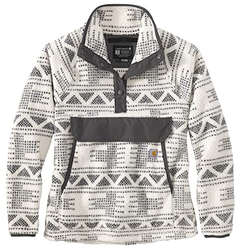 Carhartt Relaxed Fit Fleece Pullover, Chaqueta Polar Mujer, Blanco (Pintura, Estampado Geométrico), S