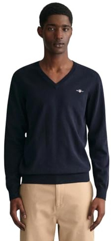 GANT Jersey clásico de algodón en V para Hombre, Color Azul, Azul Noche, M