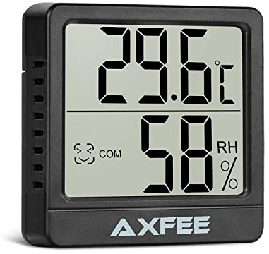 AXFEE Petit Hygromètre Numérique Thermomètre Intérieur, Mini Moniteur de Température et Humidimètre Indicateur, Thermomètre Hygromètre Interieur pour Chambre Bébé Maison Bureau (4.3cm, Noir)