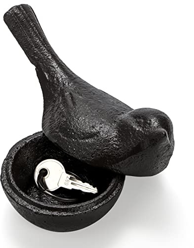 Pumtus Cast Iron Key Hider, Birds Hide-a-Key Holder, Outdoor Small Garden Statues Ornament, Outside Spare Key Hider Figurine, Indoor Decoration Jewelry Trinkets Box for Ear Studs, Rings, Paper Clips