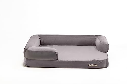 Orthopädisches Hundebett Kuschelbett aus Memory-Schaum mit abnehmbarem waschbarem Bezug, Hochwertige Doppelschichtmatratze, wasserdichter Matratzenschoner, für Hunde aller Größen (S, Grau)