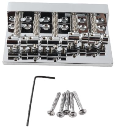 E-Bass-Brücke, Metall-5-Saiten-Sattelbrücke, stabil und universell, Ersatzbrücke für E-Bass, für Musiker, Bassisten, Studio, Proben, Auftritte (SILVER)