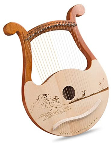 19-saitiges Lyra-Harfe-Mahagoni-Musikinstrument mit Ersatzsaiten Stimmschlüssel Lyra ?Harfe für Anfänger