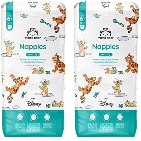 Amazon-Marke: Mama Bear Disney Ultra Dry Windeln Größe 6+ (16+ kg), Weiß, 66 Stück (1-er Pack) (Packung mit 2)